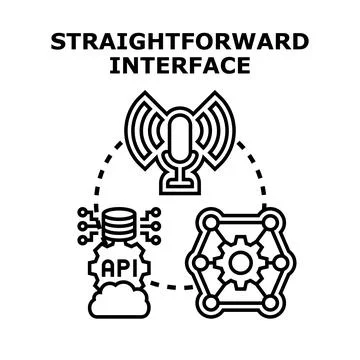 Voice assistant interface processing data and networking Stockillustratie