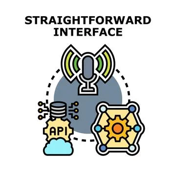 Voice assistant interface processing data and networking Stockillustratie
