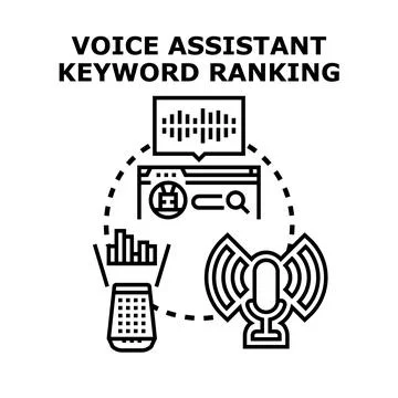 Voice assistant keyword ranking optimizing search engine optimization Stock Illustration