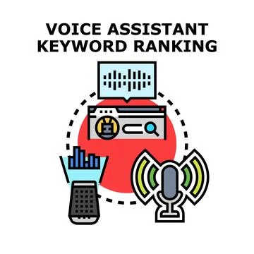 Voice assistant keyword ranking optimizing search engine optimization Stock Illustration