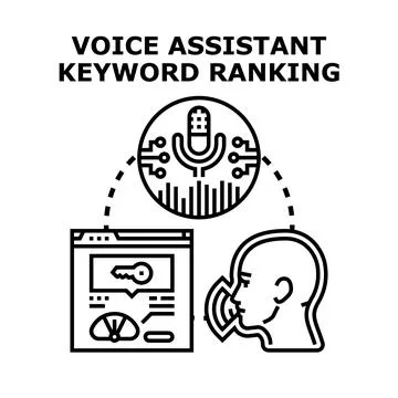 Voice assistant keyword ranking optimizing search performance Stock Illustration