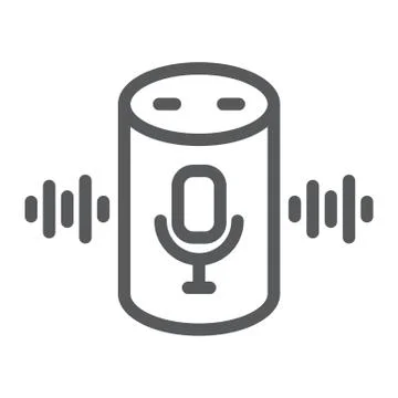 Voice assistant line icon, technology and voice control, smart speaker sign Stock Illustration