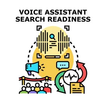 Voice assistant search readiness optimizing digital strategy Stock Illustration