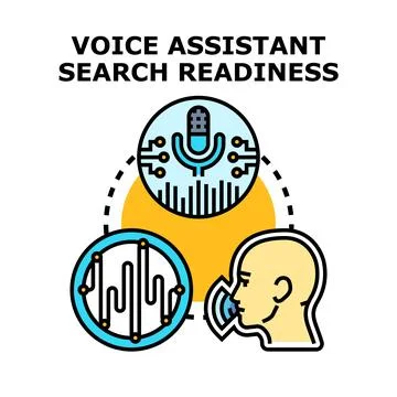 Voice assistant search readiness technology concept Stock Illustration
