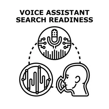 Voice assistant search readiness technology concept Stock Illustration