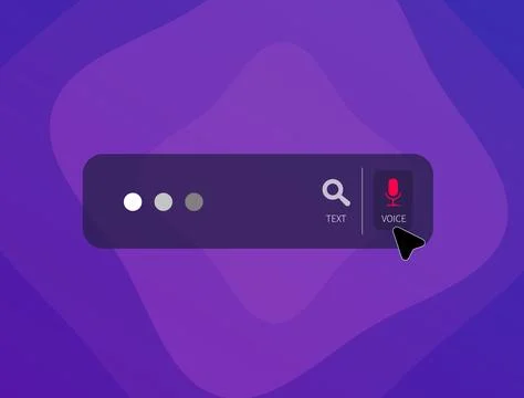 Voice assistant search UI with microphone button, text search option and Stock-Illustration