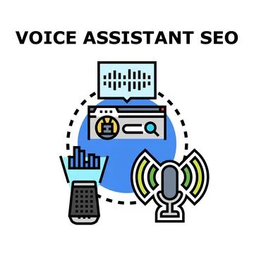 Voice assistant seo optimization searching digital marketing concept Illustrazione stock
