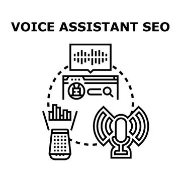 Voice assistant seo optimization searching digital marketing concept Illustrazione stock