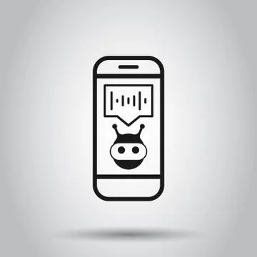Voice assistant on smartphone icon in flat style. Sound record vector illustr Stock Illustration