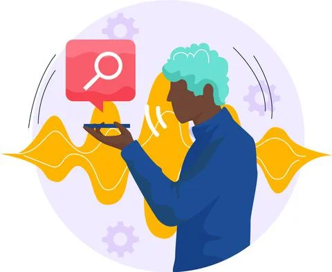 Voice assistant software agent perform tasks for user. Speaker recognition イラスト素材