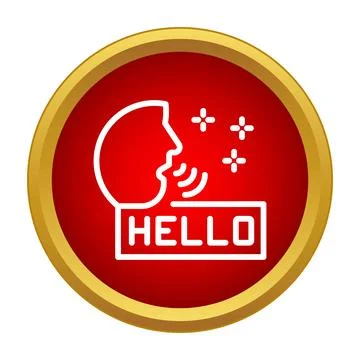 Voice assistant speaking hello with speech icon concept Stock Illustration