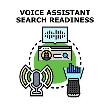 Voice assistant technology facilitating smart search interaction Stock Illustration