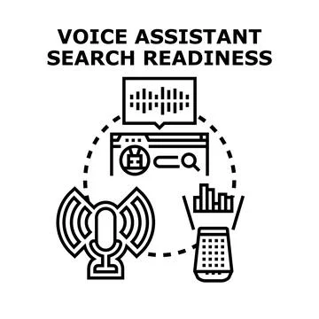 Voice assistant technology facilitating smart search interaction 스톡 일러스트