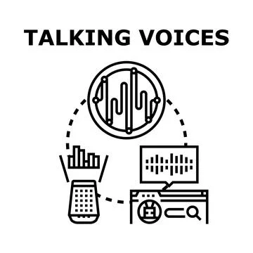 Voice assistant technology processing audio sound waves for recognition Stock Illustration