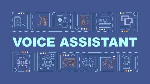 Voice assistant text with thin linear icons 스톡 일러스트