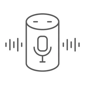 Voice assistant thin line icon, technology and voice control, smart speaker sign Stock Illustration