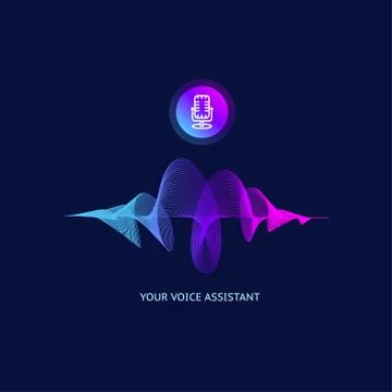 Voice Assistant which Thin Line Sound Wave. Vector Illustrazione stock