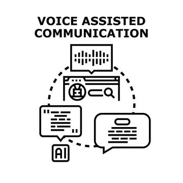 Voice assisted communication system with artificial intelligence Stock Illustration