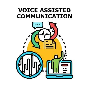Voice assisted communication technology for digital interaction 库存插图