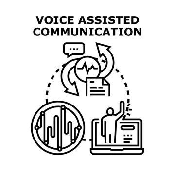 Voice assisted communication technology for digital interaction 스톡 일러스트