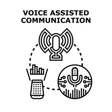 Voice assisting communication concept with smart devices Stock Illustration