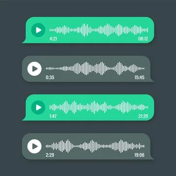 Voice, audio message, green speech bubble. SMS text frame. Social media chat or Illustrazione stock