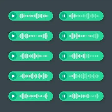 Voice, audio message, green speech bubble. SMS text frame. Social media chat or Stock Illustration