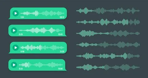 Voice, audio message, green speech bubble. SMS text frame. Social media chat or Stock Illustration