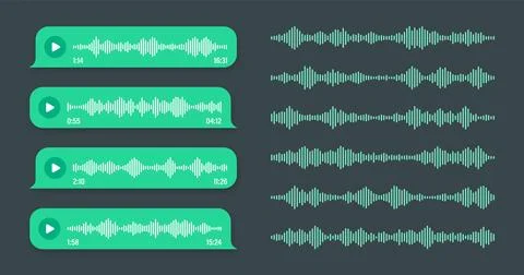 Voice, audio message, green speech bubble. SMS text frame. Social media chat or 스톡 일러스트