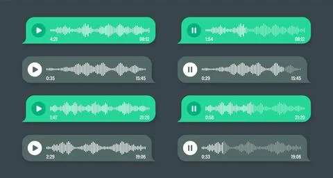 Voice, audio message, green speech bubble. SMS text frame. Social media chat or Stock Illustration