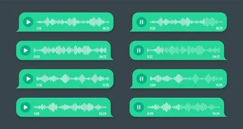 Voice, audio message, green speech bubble. SMS text frame. Social media chat or Stock Illustration