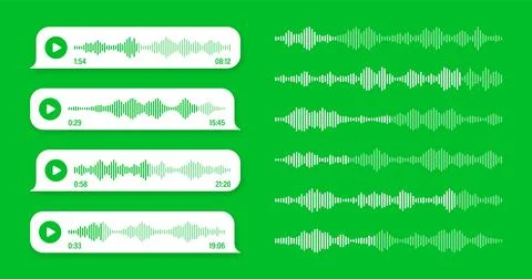 Voice, audio message, green speech bubble. SMS text frame. Social media chat or Illustrazione stock