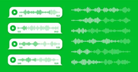 Voice, audio message, green speech bubble. SMS text frame. Social media chat or 스톡 일러스트