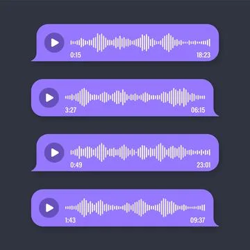 Voice, audio message, speech bubble. SMS text frame. Social media chat or Stock Illustration