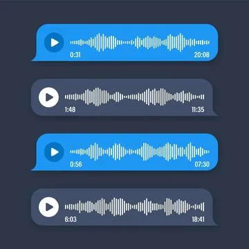 Voice, audio message, speech bubble. SMS text frame. Social media chat or Stock Illustration