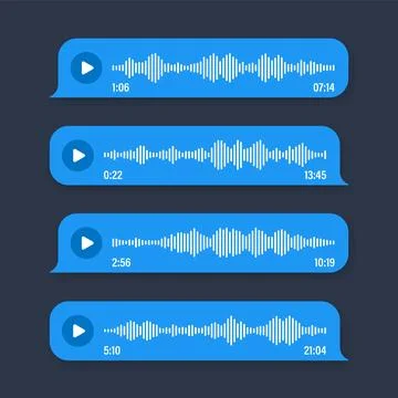Voice, audio message, speech bubble. SMS text frame. Social media chat or Stock Illustration