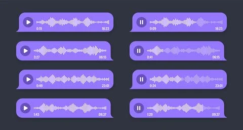 Voice, audio message, speech bubble. SMS text frame. Social media chat or Stock Illustration