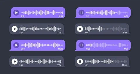 Voice, audio message, speech bubble. SMS text frame. Social media chat or Stock Illustration