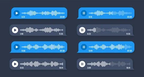 Voice, audio message, speech bubble. SMS text frame. Social media chat or Stock Illustration