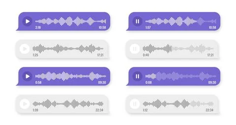 Voice, audio message, speech bubble. SMS text frame. Social media chat or Illustrazione stock