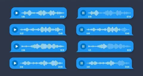 Voice, audio message, speech bubble. SMS text frame. Social media chat or Stock Illustration