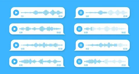 Voice, audio message, speech bubble. SMS text frame. Social media chat or Stock Illustration