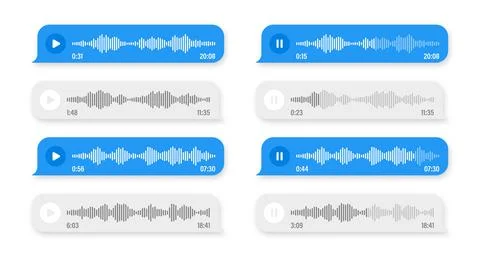 Voice, audio message, speech bubble. SMS text frame. Social media chat or Stock Illustration