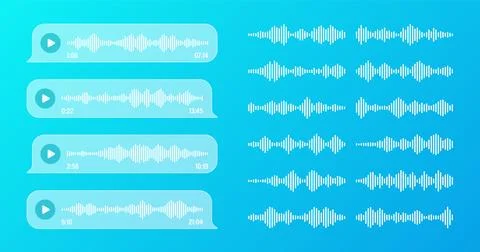 Voice, audio message, transparent speech bubbles. SMS text frame. Social media Stock Illustration
