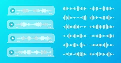 Voice, audio message, transparent speech bubbles. SMS text frame. Social media Stock Illustration
