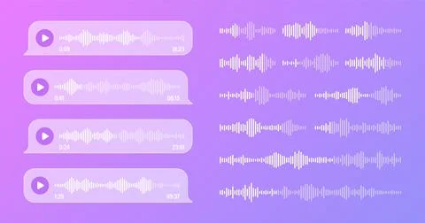 Voice, audio message, transparent speech bubbles. SMS text frame. Social media Stock Illustration