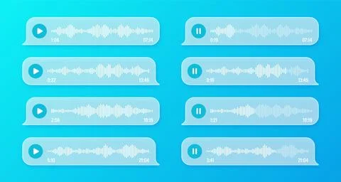 Voice, audio message, transparent speech bubbles. SMS text frame. Social media Stock Illustration