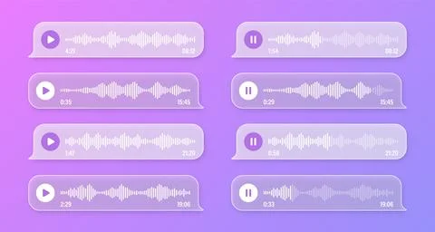 Voice, audio message, transparent speech bubbles. SMS text frame. Social media 스톡 일러스트