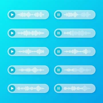 Voice, audio message, transparent speech bubbles. SMS text frame. Social media Stock Illustration