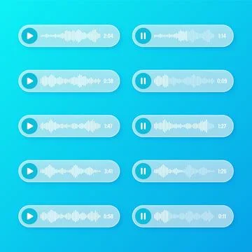 Voice, audio message, transparent speech bubbles. SMS text frame. Social media Stock Illustration